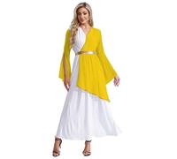 Miutii Costume de déesse grecque pour femme - Robe grecque blanche Toga Eldes - Robe romaine antique - Pour Halloween, carnaval, fête - Jaune - Taille S