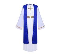 Miutii Costume de Jésus pour enfant - Robe de dieu grec Toga - Costume de crèche - Costume d'Halloween, Noël, carnaval - Tenue de fête - Bleu roi - Taille 158-164