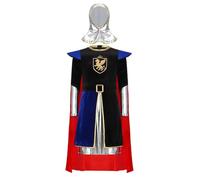 Miutii Costume de prince médiéval pour garçon avec cape, cape, chevalier médiéval, vêtements d'Halloween, carnaval, bleu royal, taille 122-128 cm