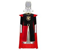 Miutii Costume de prince médiéval pour garçon avec cape, cape, chevalier médiéval, vêtements d'Halloween, carnaval, rouge, taille 134-140 cm