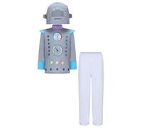 Miutii Costume de robot 3 pièces pour garçons et filles - À manches longues - Haut + pantalon + casque - Costume d'Halloween - Carnaval - Gris - 110-122