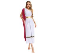 Miutii Déguisement de déesse grecque pour femmes, robe grecque blanche, toge antique, robe Eldes, tenue romaine, déguisement pour soirée à thème, costume de danse, B bordeaux., M