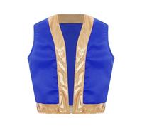 Miutii Gilet de prince arabe enfant gilet médiéval steampunk gothique gilet oriental sultan pour Halloween, carnaval, bleu royal, 122-128, Bleu royal, 122-128 cm