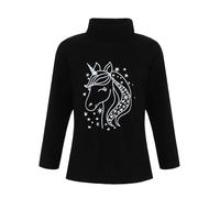 Miutii T-shirt thermique à manches longues en polaire pour fille - Motif licornes - Col roulé - Chaud - Sous-vêtement thermique, b noir, 80-92