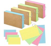 MIUTME Lot de 300 cartes flash avec anneau, 7,6 x 12,7 cm, lignées des deux côtés, cartes d'étude, cartes de notes lourdes pour études, école, université (4 couleurs)
