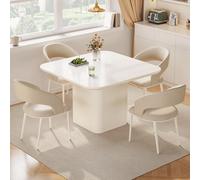 Miuuod 108x108cm Square Dining Table Set for 4, Kitchen Table with 4 Chairs, 5 Pieces Dining Set for Kitchen Room, Living Room