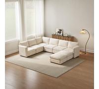 Miuuod Canapé d'angle modulable en U avec 2 poufs, canapé d'angle 8 Places, canapé Convertible Confortable pour Salon et Appartement, 321 cm