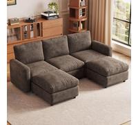 Miuuod Canapé modulaire en U 5 Places avec Pouf - Ensemble de canapés Convertibles avec Chaise, canapé Moderne à Assise Profonde pour Salon, canapé avec Dossier Moelleux, Couleur Marron