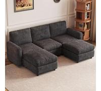 Miuuod Canapé modulaire en U 5 Places avec Pouf - Ensemble de canapés Convertibles avec Chaise, canapé Moderne à Assise Profonde pour Salon, canapé avec Dossier Moelleux, Couleur Gris foncé