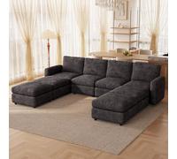 Miuuod Canapé modulaire en U 8 Places avec Pouf - Ensemble de canapés Convertibles avec Chaise, canapé Moderne à Assise Profonde pour Salon, canapé avec Dossier Moelleux, Couleur Gris foncé
