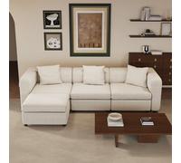 Miuuod Canapé sectionnel surdimensionné en forme de L 4 places pour salon, 3 places avec 1 ottoman, canapé modulaire, canapé de loisirs convertible, canapés familiaux modulaires pour la maison, beige,