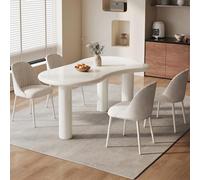 Miuuod Ensemble de salle à manger 5 pièces - Table de cuisine en forme de nuage avec 4 chaises rembourrées - Ensemble de salle à manger moderne unique avec design à 3 pieds - Montage facile - Blanc