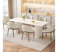 Miuuod Ensemble de table de cuisine et de salle à manger extra large de 200,6 cm, 1 table avec 6 chaises, table de cuisine moderne pour salle à manger, îlot de table pour salon, table console avec 6