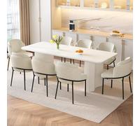Miuuod Ensemble de table de cuisine et de salle à manger extra large de 200,6 cm, 1 table avec 6 chaises, table de cuisine moderne pour salle à manger, îlot de table pour grande famille, table console