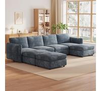 Miuuod Grand canapé sectionnel convertible, canapé modulaire 4 places avec 3 ottomanes de rangement, canapés sectionnels convertibles pour le salon, canapé confortable en forme de U avec chaise, 305