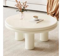 Miuuod Modern Round Coffee Table, 85CM Large Circular Center Table for Living Room, Minimalist Tea Table with Sturdy 3-Leg Support