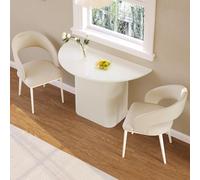 Miuuod Semicircular Dining Table Set for 2, Kitchen Table with 2 Chairs and 3-Layer Storage Shelf, Half Round Console Tables for Dining Room, 3-Piece Dining Set