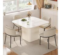 Miuuod Square Dining Table Set for 4, 108x108cm Kitchen Table with 4 Chairs, 5 Pieces Dining Set for Kitchen Room, Living Room