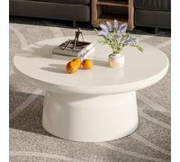 Miuuod Table basse ronde de 80 cm, table basse moderne blanc crème pour les petites pièces, chambre à coucher, salon et bureau