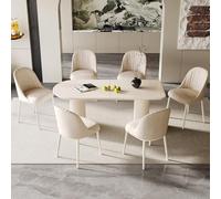 Miuuod Table de salle à manger de 179,8 cm de long avec 6 chaises, table centrale d'appartement peu encombrante, grande table pour 4 à 8 personnes pour grande famille, bureau de cuisine pour salle à