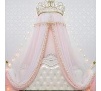 Miuxe Rideau De Lit avec Couronne De Princesse, Auvent De Lit pour Filles, Décoration De Chambre d'enfant, Filet Anti-Moustique De Chevet, Auvent De Coin De Lecture, Cantonnière De Tente