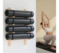 Supports De Tapis De Yoga En Bois, Support Mural Réglable En Métal Pour Tapis D'exercice, Étagère De Rangement Suspendue Pour Rouleau En Mousse, Organisateur D'entraînement Domicile (Wooden, 4)