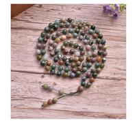 MIUYTRN Collier de Perles de prière Mala nouées en Agate Indienne de 8mm, Chapelet de méditation for Hommes et Femmes