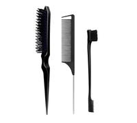 MIUYTRN Ensemble de brosses à cheveux lisses, 3 pièces, brosse à cheveux à poils, peigne taquin for femmes, cheveux noirs cuicui(schwarz)