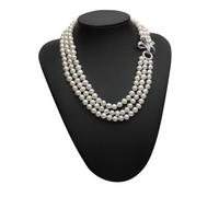 MIUYTRN Véritable Triplet Multicouche Naturel brins d'eau Douce Collier de Perles Femmes, Blanc Beau Collier Ras du Cou Femme mère Cadeau(About 45 47 49cm)