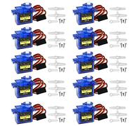 Miuzei 10x Micro Servo Moteur 9G pour RC Robot Bras/Main/Marche Avion Hélicoptère Bateau Voiture Véhicule Commande avec Câble，180° Mini Servomoteur Compatible avec Arduinoet et Raspberry Pi