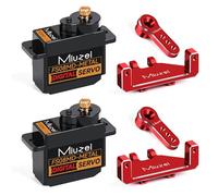 Miuzei 12g Micro Servo Rc Engrenage Métallique Numérique Servomoteur Pour Arduino 1/24 Voiture Robot Bateau Avion avec 25cm Servo CâBle,Corne Supports Ensemble,(Rouge 2 Pièces).