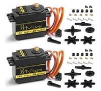 Miuzei 15kg Servo Digital Moteur Servo en Métal Cuivre Boîte de Vitesses pour Arduino 1/8 1/10 1/12 Voiture Voiture Bateau Avion Robot Bras 5V Standard Servo Micro Modélisme avec Corne et Câble