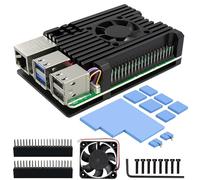 Miuzei Boîtier Aluminium pour Raspberry Pi 5 avec Silencieux Refroidissement PWM Ventilateur avec Refroidissement Passif Dissipateur Thermique Métal Case pour Raspberry Pi 5