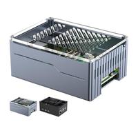 Miuzei Boîtier Aluminium pour Raspberry Pi 5 PCIe M.2 NVMe SSD Hat, Gris | Boîtier alu robuste, Couvercle acrylique sans interf. WiFi, Compatible avec Active Cooler, pour HAT X1001/X1003/X1004/X1000