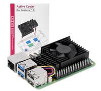 Miuzei Boîtier Aluminium Ventilateur pour Raspberry Pi 5 2GB/4GB/8GB/16GB | Refroidissement Actif-passif, Ventilateur PWM Silencieux, Tous Ports Accessibles, Compatible NVMe HAT, GPIO Sans Démontage