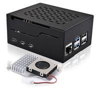 Miuzei Boîtier en métal pour Raspberry Pi 5, 1 vis de montage, avec ventilateur officiel, compatible avec adaptateur SSD M.2 NVMe X1001/X1003/N04/N05 et refroidisseur actif, pour Raspberry Pi 5