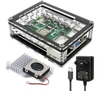 Miuzei Boîtier pour Raspberry Pi 5 avec Refroidisseur Actif Officiel 5 V 5,1 A Source d'alimentation Dissipateur Boîtier 27 W Adaptateur Chargeur USB-C Power Supply, Ventilateur pour Raspberry Pi 5 8