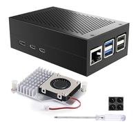 Miuzei Boîtier pour Raspberry Pi 5 avec Ventilateur Actif Officiel, Boîtier en Aluminium avec Maillage Métallique pour Refroidissement,Case pour Raspberry Pi 5 4go 8go.