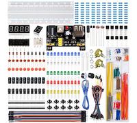 Miuzei Kit Breadboard électronique, 830 Points, 448 Composants pour Arduino | Module Alimentation 3,3V/5V, Résistances, LED, câbles jumpers, Potentiomètre, 19 leçons, Boîte transparente, pour débutants
