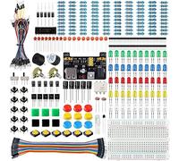 Miuzei Kit de démarrage de Base pour Arduino avec Carte connectée, Module d'alimentation, câble de Jumper, resistors, LED, Planche de Connexion électronique, Compatible avec Arduino