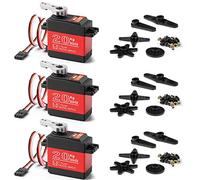 Miuzei Lot de 3 Servo de Direction Rc Digital Servo 20 kg, Direction Étanche à 270° avec Engrenage en Métal pour Voiture, 1/10 1/8, Modèles Toys, Avion, Robots, Bras, Ailes de But, Voiture,