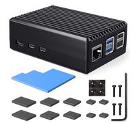 Miuzei Métal Boîtier pour Raspberry Pi 5 4go 8go: Cas Aluminium Passif Refroidissement, Dissipateur Noir, Silencieux pour Raspberry Pi 5