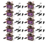 Miuzei Micro servo 9g engrenages métal 180° pour modélisme RC, 10 pièces | Mini servo numériques, engrenages métal anti-usure, 2 kg·cm, 0,08s/60°, 4,8-6V pour RC avion, voiture, robot, Arduino, bateau