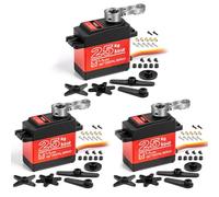 Miuzei Servomoteur RC numérique 25kg 180° engrenages métal 8,4V Crawler | 3 pièces, 0,14s/60° à 8,4V, Étanche, Bras CNC Aluminium, 25T, Servo de direction RC auto 1/8 1/10 Truggy Bagger Bateau Robot