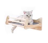 MIUZMORE Parcours Mural chat: Éléments de mur en bois de pin pour chat, avec lit et tapis à gratter - Mur d'escalade