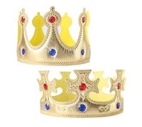 MIVAIUN 2 Pièces Couronne Roi,Couronne Prince,Couronne des Rois Couronne pour Enfants Adulte,Accessoires de Décoration de Roi et de Reine,Accessoires de déguisement pour Fête d'anniversaire (Or)