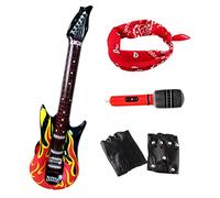 MIVAIUN 4 Pcs Accessoires de Costume Rocker Disco Métal Lourd des Années 70 80 90 Accessoires de déguisement Rocker, Rockstar 90s Heavy Metal Rocker Déguisement, pour Fête à thème, Carnaval