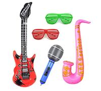 MIVAIUN 5 Pièces Guitare Gonflable Instrument Gonflable Saxophone Accessoires Articles Fête Faveurs Fête Rock Décorations Jeu Gonflable de Jouet d'étoile Verres d'ombrage d'obturateur (5 pcs)