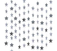MIVAIUN 65 Pieds en Forme d'étoile Papier Guirlande, Papier Guirlandes Etoiles, Guirlande Suspendue d’Étoiles en Papier Décoration pour Mariage, Vacances, Fête, Fête de Noël, Anniversaire,20m (Argent)