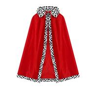 MIVAIUN Cape de Prince Enfants Costume de Roi Reine Médiéval Cape de Velours Manteau Royal Robes Royales, Costumes Royaux pour Halloween, Noël, Carnaval, Cosplay, Spectacle sur Scène, 80cm (Red)